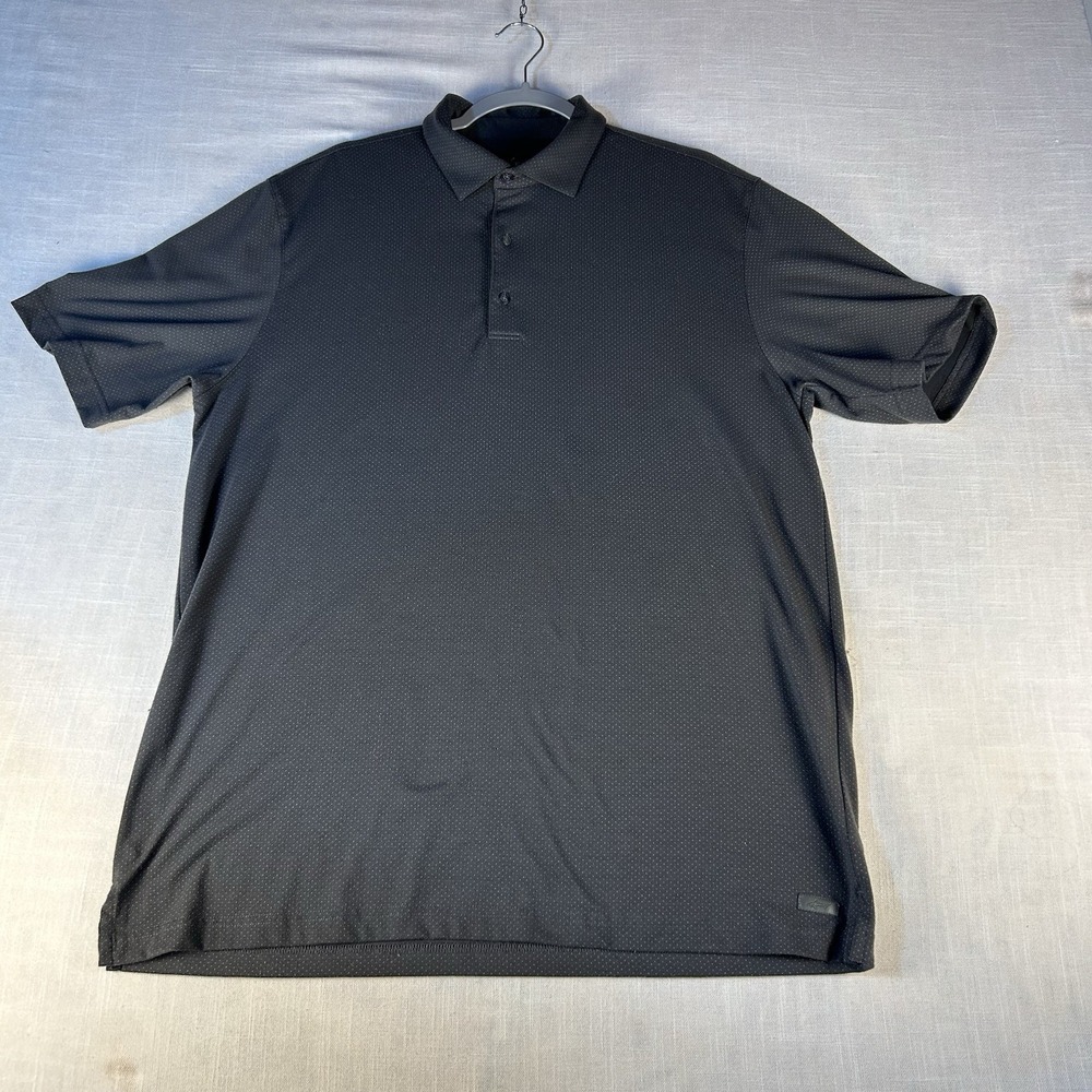 Greg Norman 1/4 Button Polo Golf Shirt Size Large Gray‎ With Pin Dots